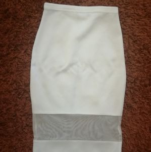 White misguided pencil skirt